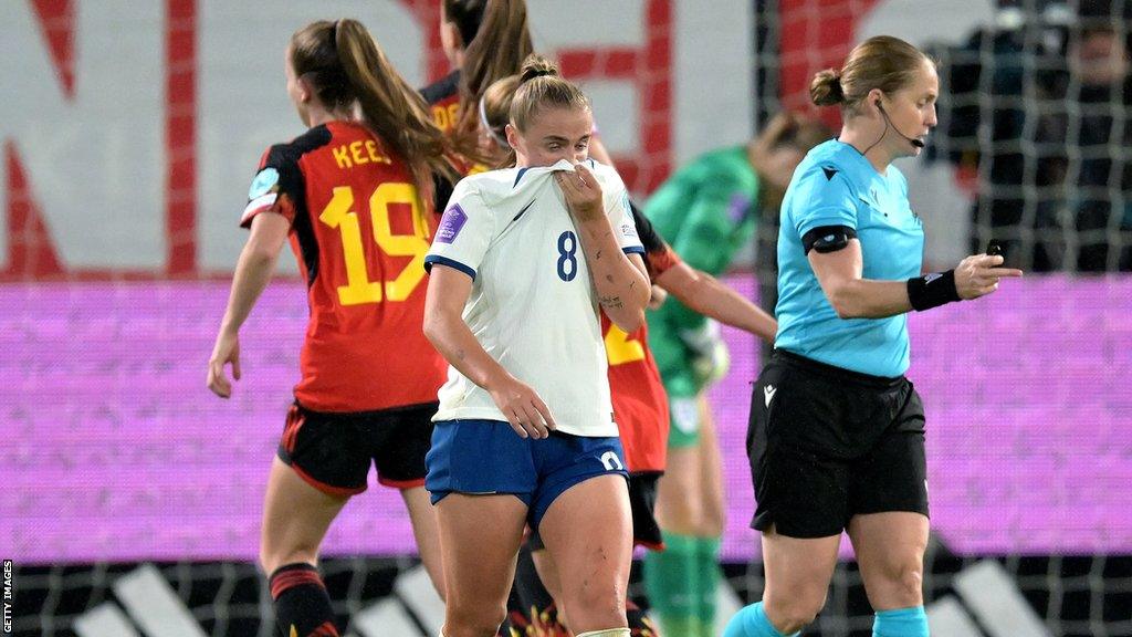 Georgia Stanway of England during the UEFA Nations League women's match between Belgium and England