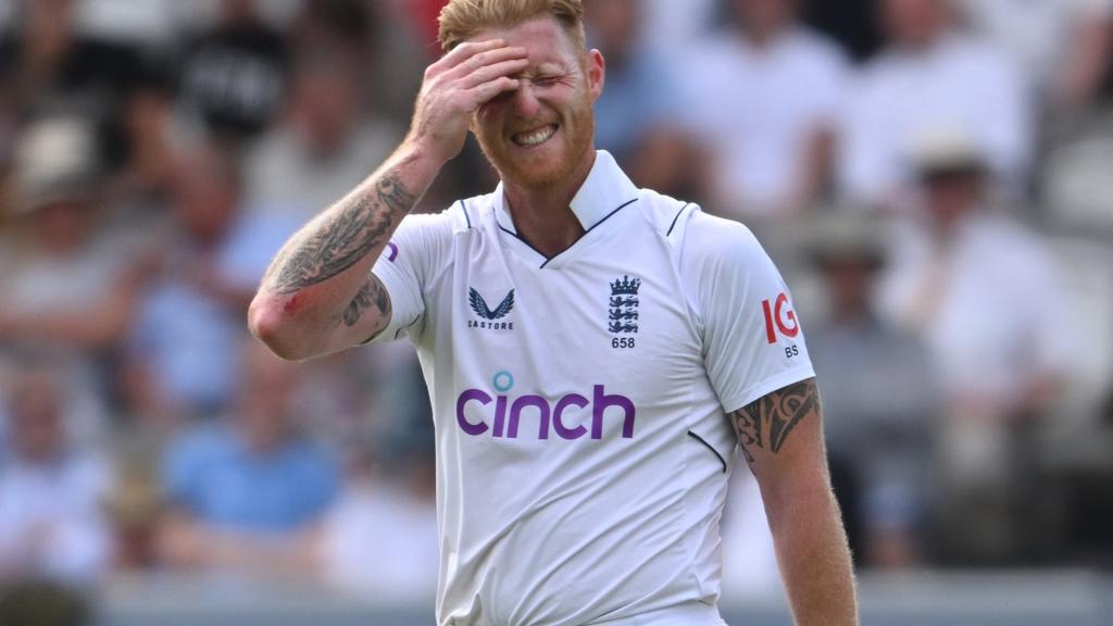 Ben Stokes puts his hand to his forehead