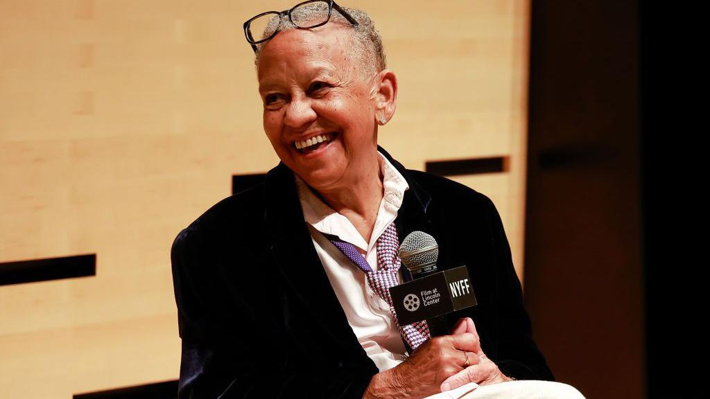 Nikki Giovanni speaking onstage at the New York Film Festival