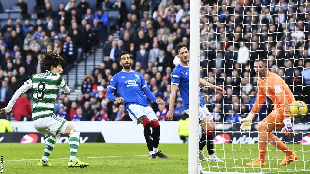 Kyogo knocks in the opening goal at Hampden