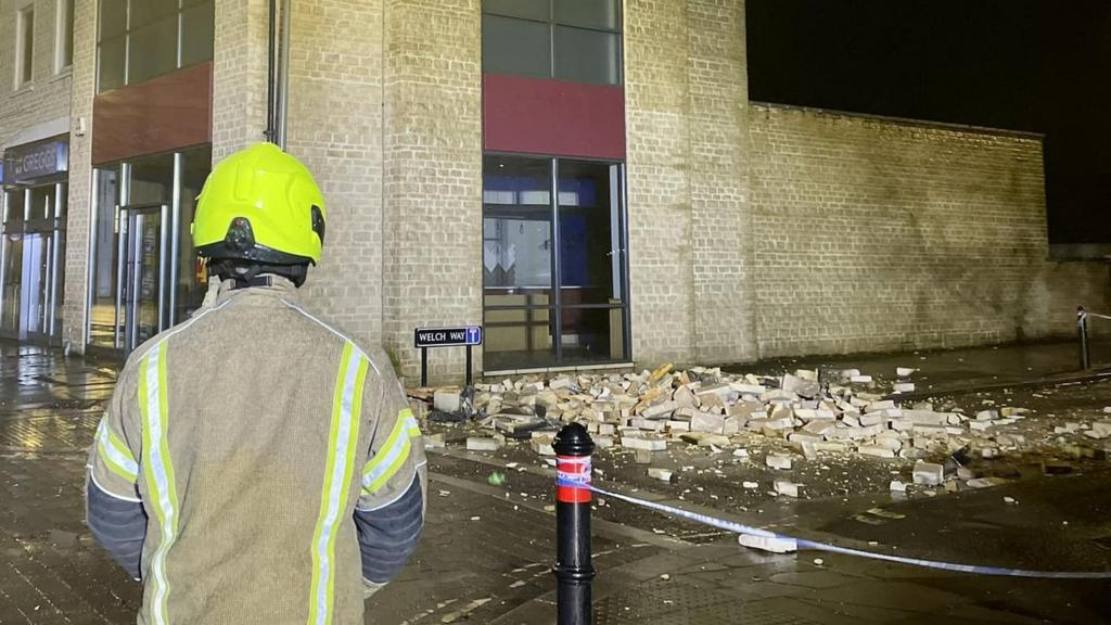 Partial building collapse in Witney