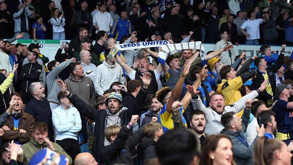 Leeds United fans celebrate