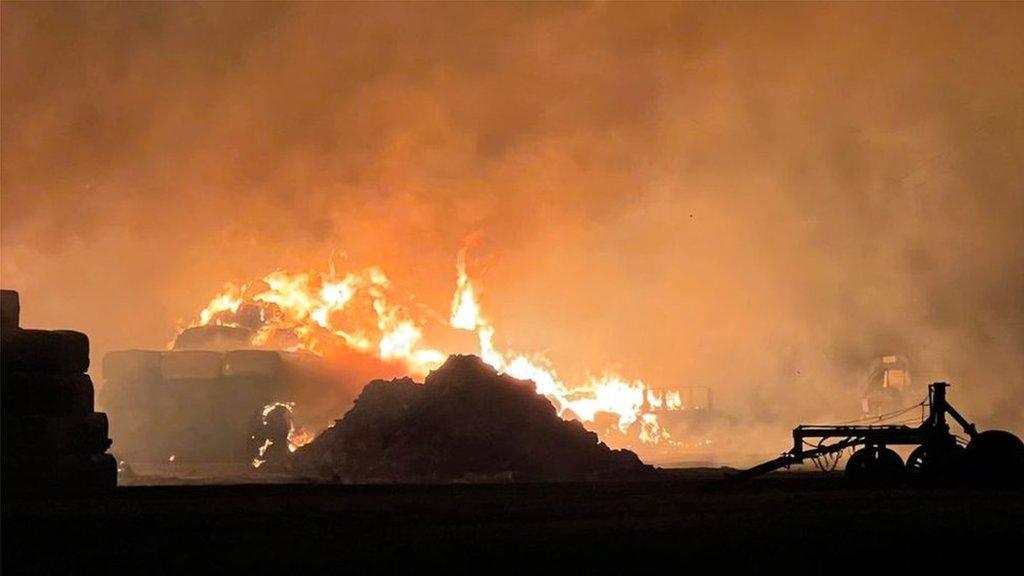 Fire at farm in Sellindge