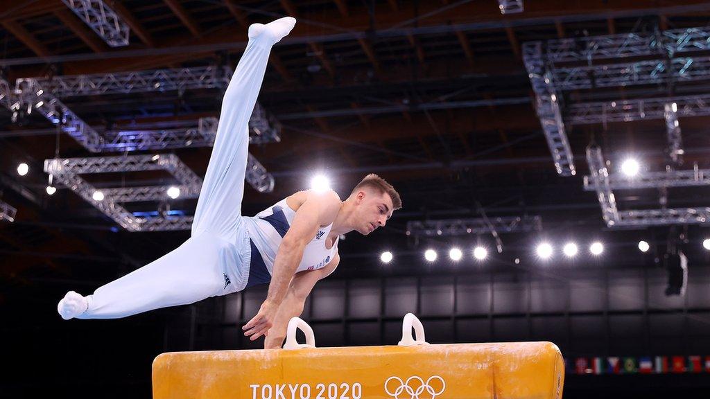 British gymnast Max Whitlock in action at the Tokyo Olympics