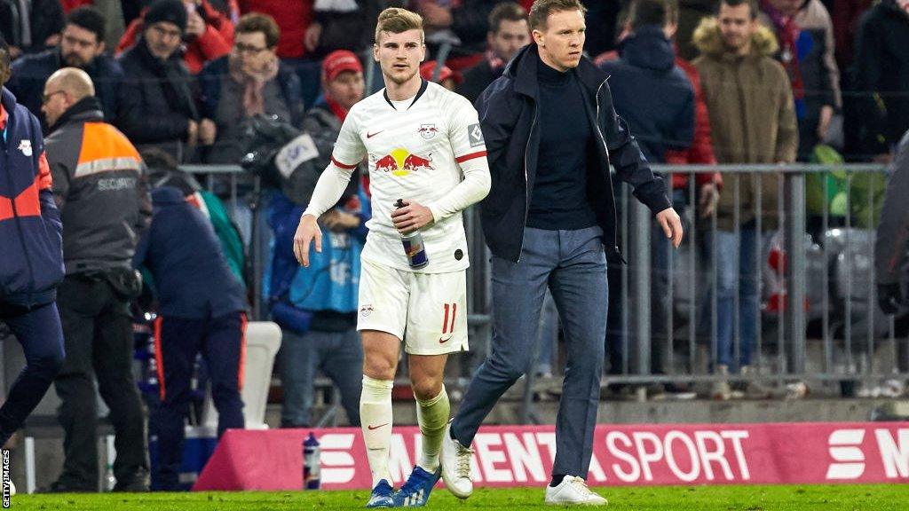 Timo Werner alongside Julian Nagelsmann at RB Leipzig