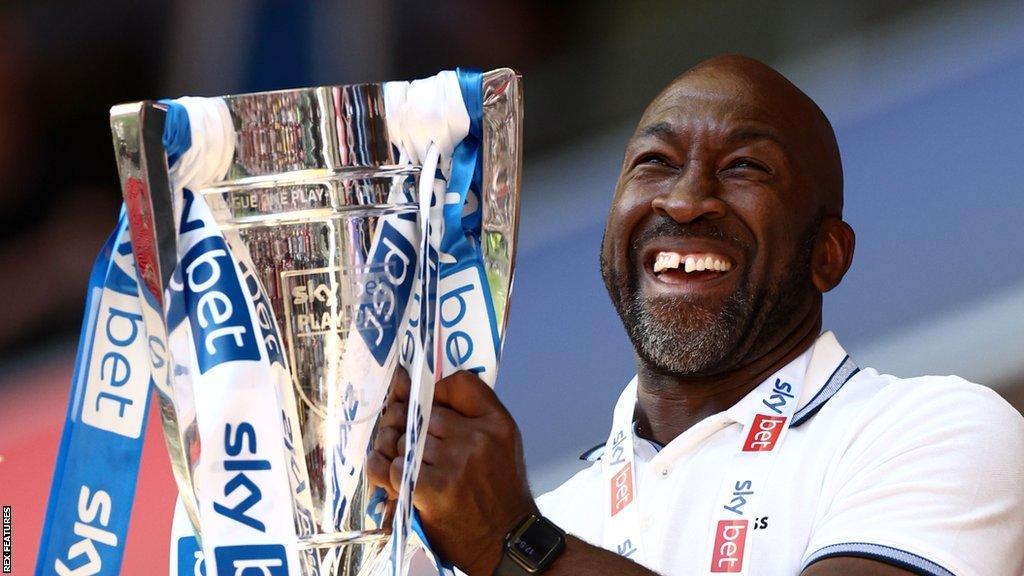 Darren Moore celebrated promotion from League One with Sheffield Wednesday at Wembley in May 2023