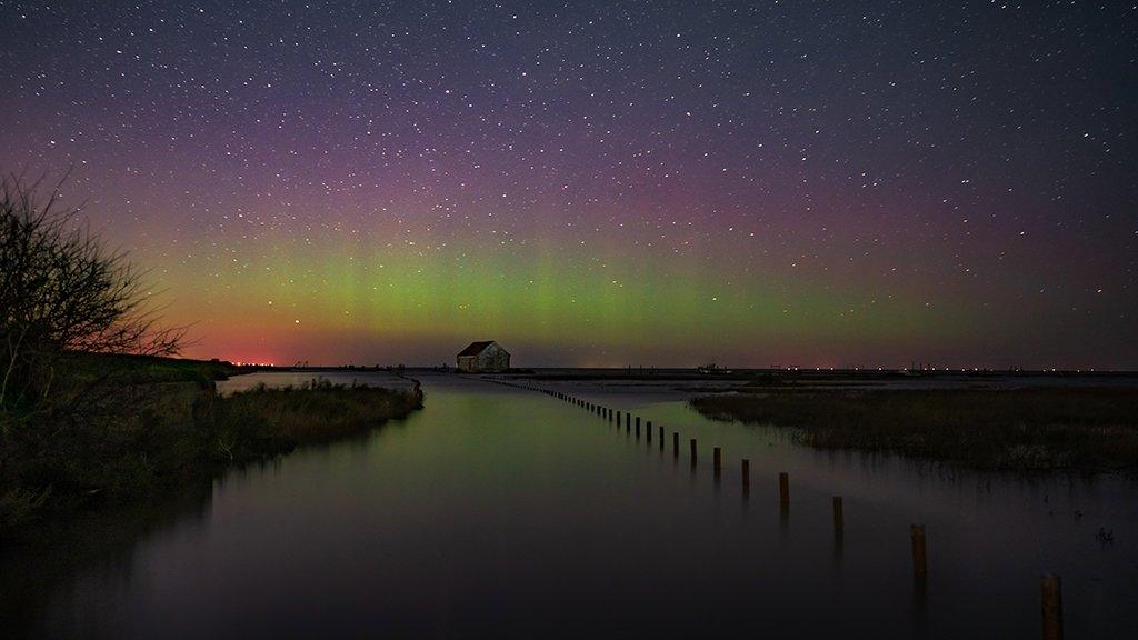 Northern lights at Thornham in Norfolk