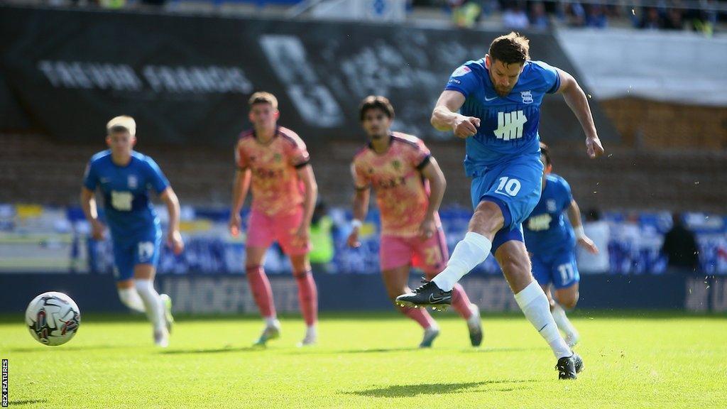 Lukas Jutkiewicz scored Birmingham City's injury-time penalty winner with his 121st career goal - 64 of which have been Blues