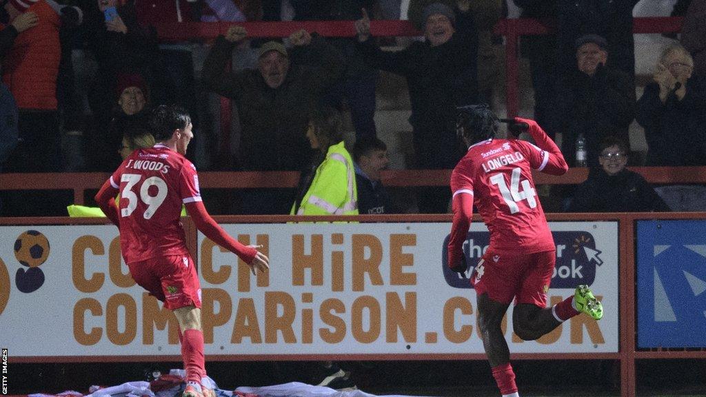 Accrington Stanley celebrate winner over Lincoln