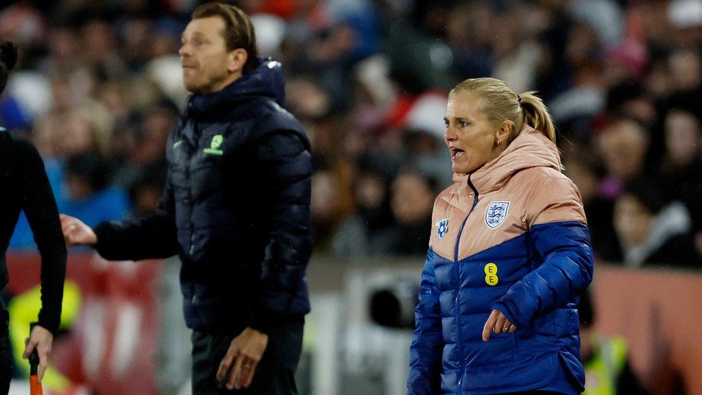 Sarina Wiegman on the touchline