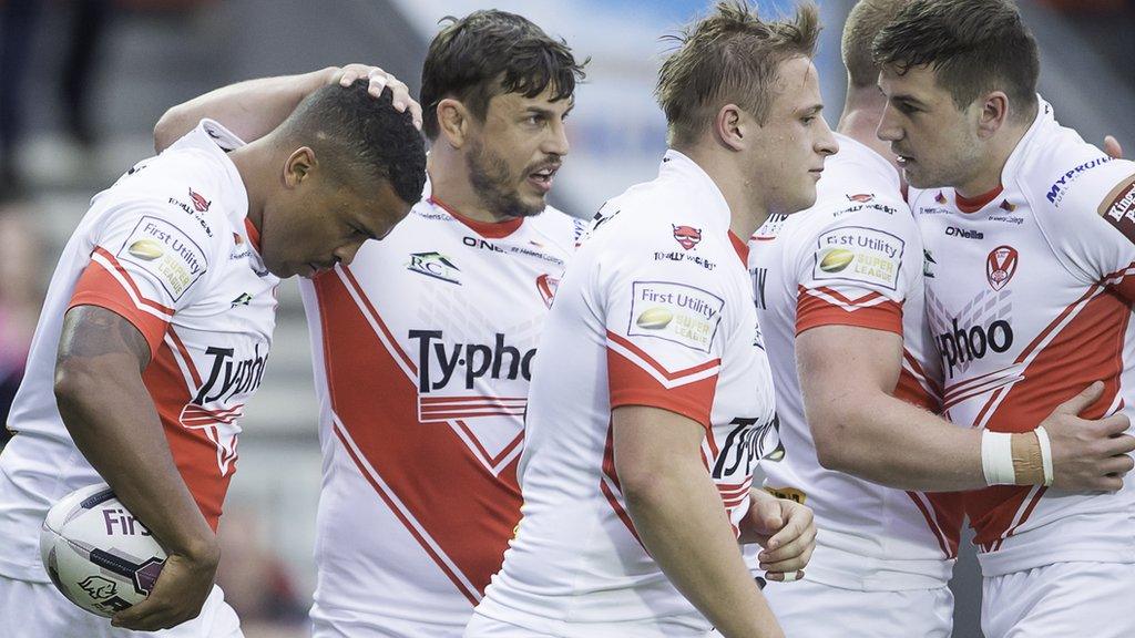 St Helens celebrate Jordan Turner's try