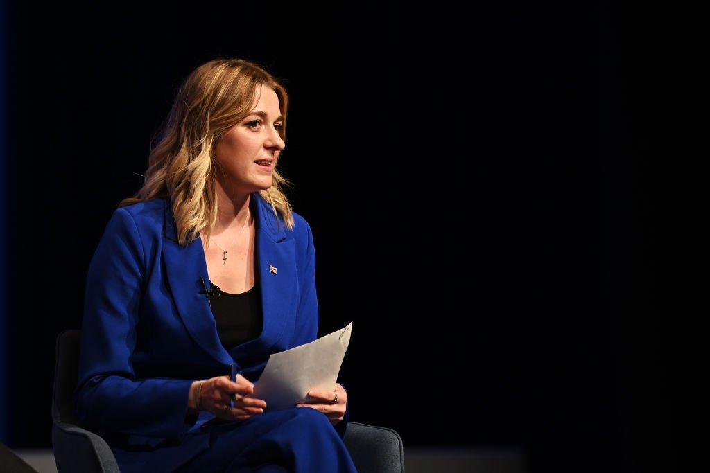 Dehenna Davison holds a script at the Conservative party conference in Birmingham