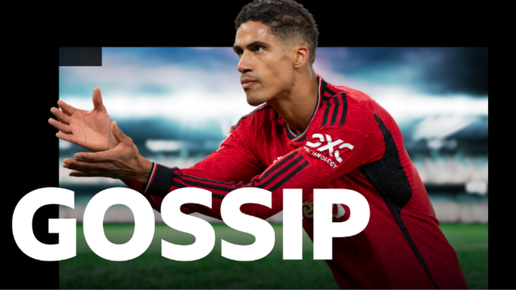 Manchester United defender Raphael Varane and the Gossip logo