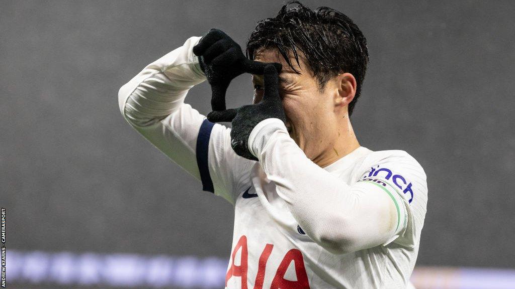 Son Heung-min celebrating scoring for Tottenham
