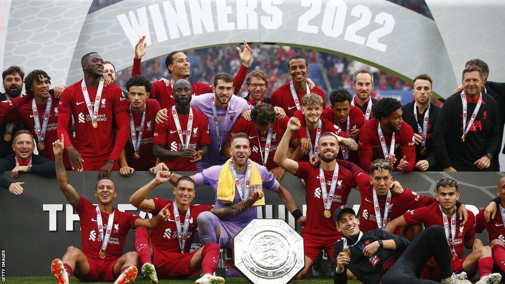 Liverpool celebrate winning the 2022 Community Shield