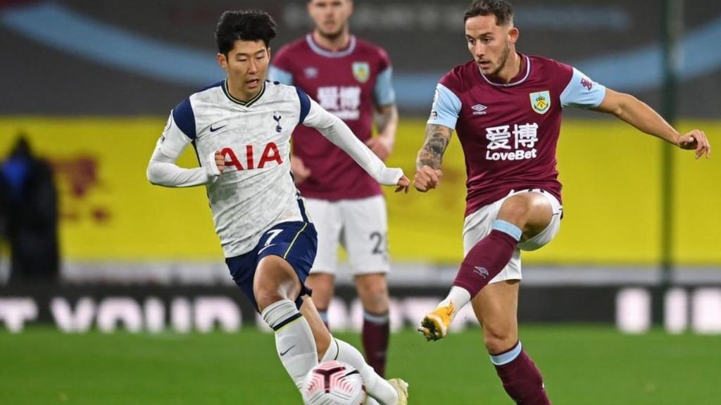 Tottenham's Son Heung-Min tackles Josh Brownhill of Burnley