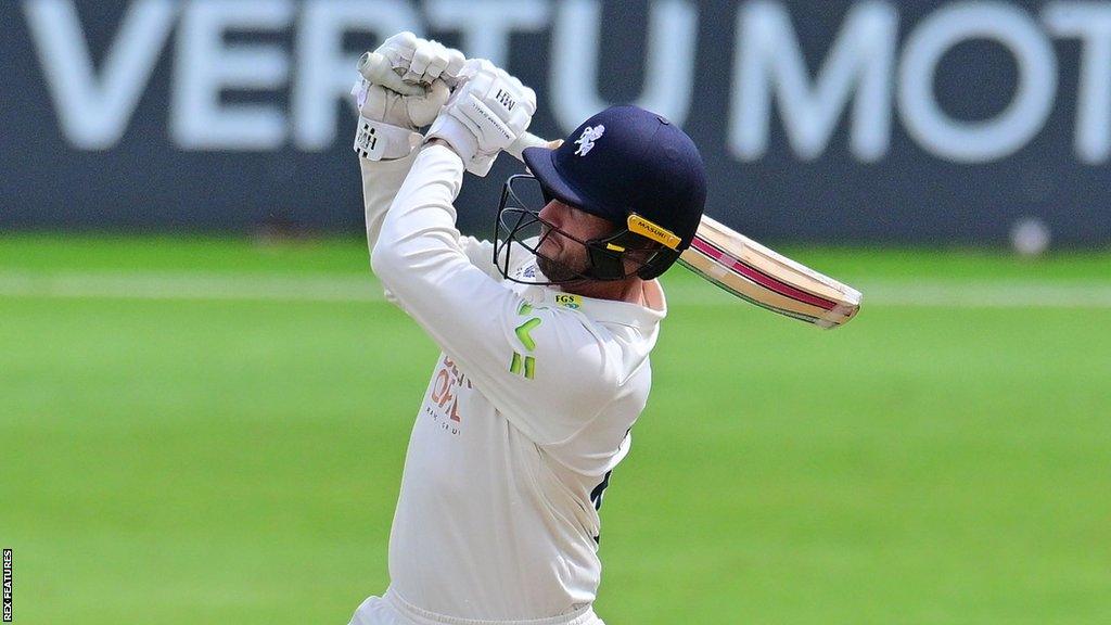 Alex Blake swings the bat for Kent during a County Championship game this season