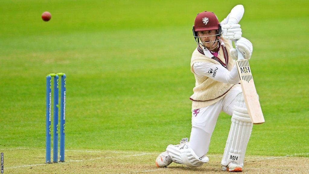 Tom Abell batting for Somerset against the University of Exeter