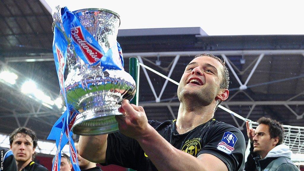 Shaun Maloney after Wigan beat Manchester City in the 2013 football FA Cup final at Wembley Stadium