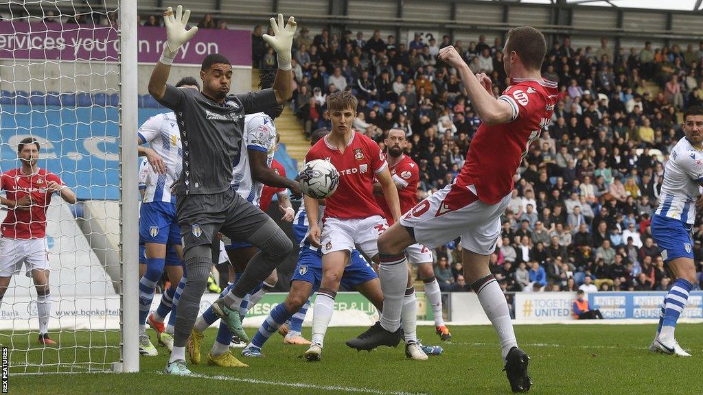 Paul Mullin was a constant goal menace for Wrexham at Colchester