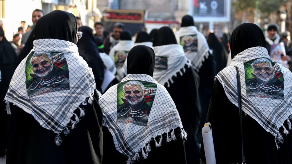 Mourners at Soleimani funeral