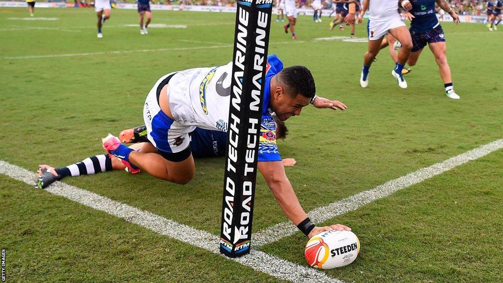 Samoa score try v Scotland, RL World Cup 2017