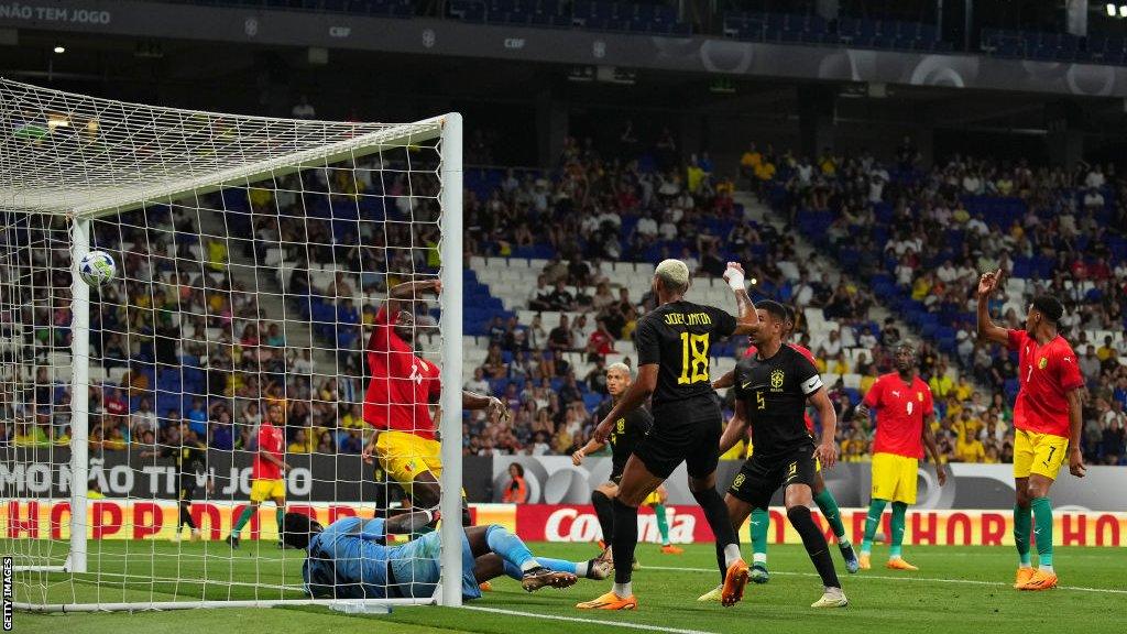 Joelinton scores the opening goal for Brazil in Barcelona