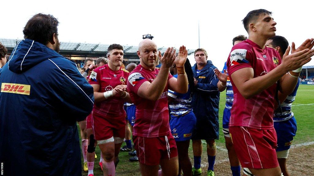 Exeter Chiefs celebrate victory over Stormers