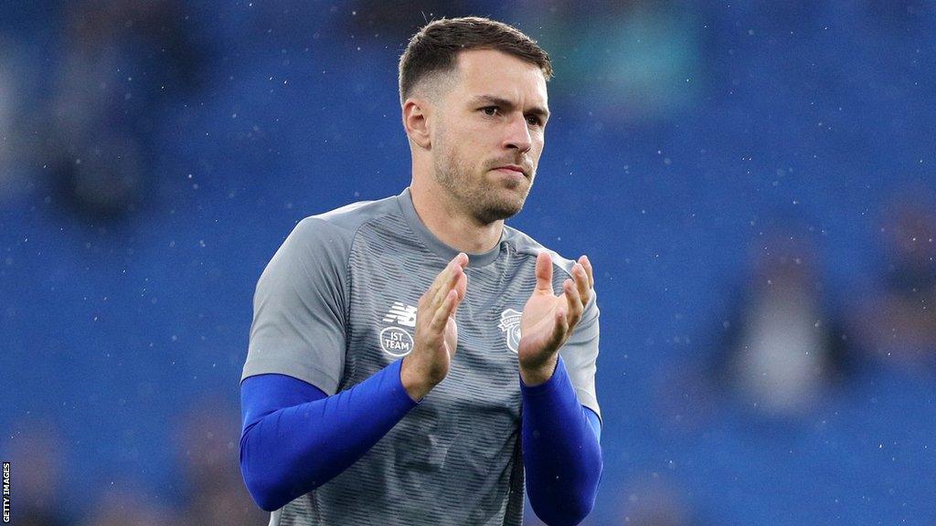 Cardiff City's Aaron Ramsey applauds