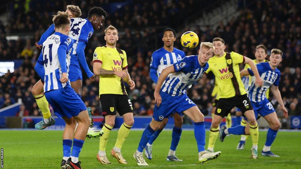 Simon Adingra scores for Brighton against Burnley in the Premier League