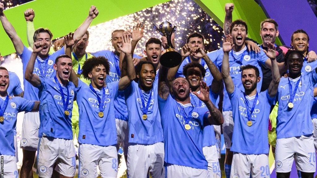 Manchester City celebrate winning club world cup