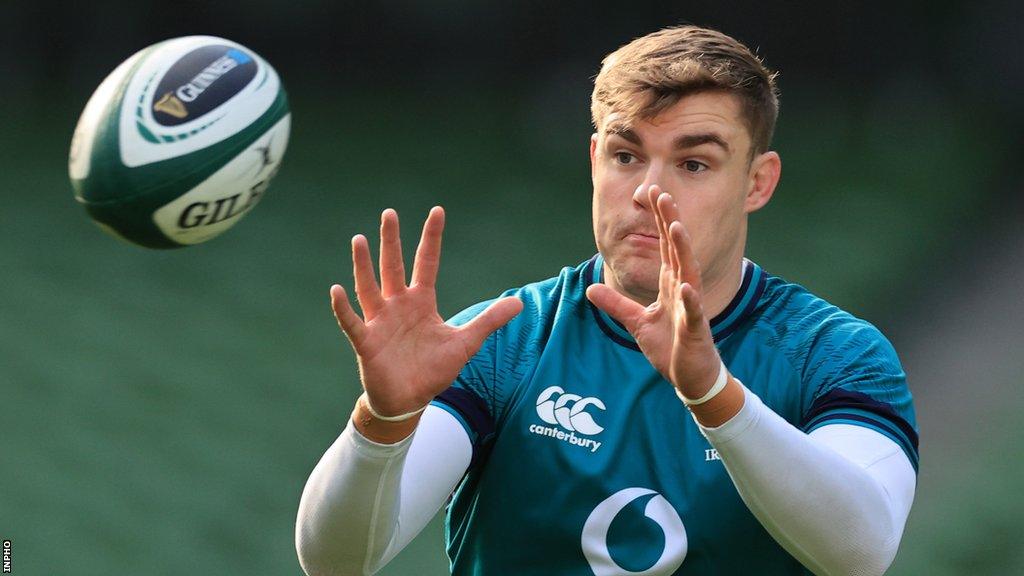 Garry Ringrose trains at the Aviva on Thursday