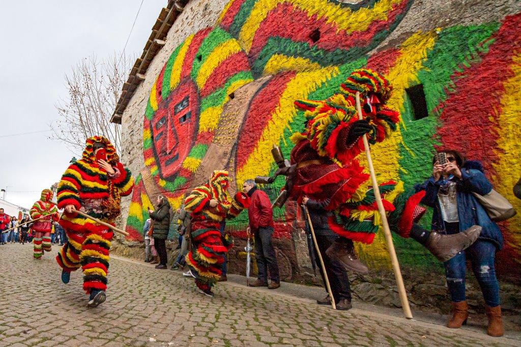 Revellers in Podence, Portugal