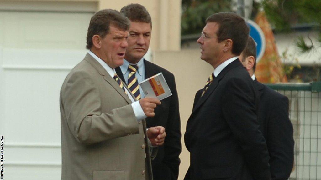 Wales head coach Gareth Jenkins, WRU chairman David Pickering, WRU chief executive Roger Lewis