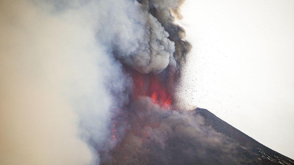 Mount Etna erupting