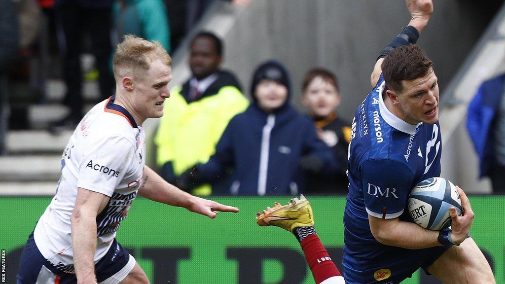 Sam James (right) scored Sale's second try in their bonus-point win over Saracens