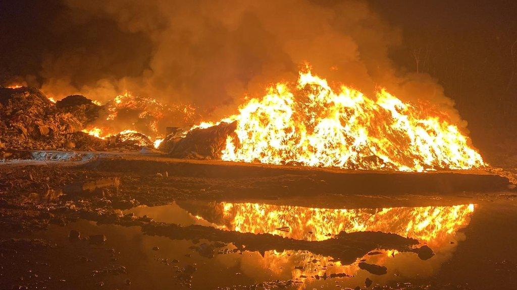 A fire at Straits Mill waste site in Braintree, Essex