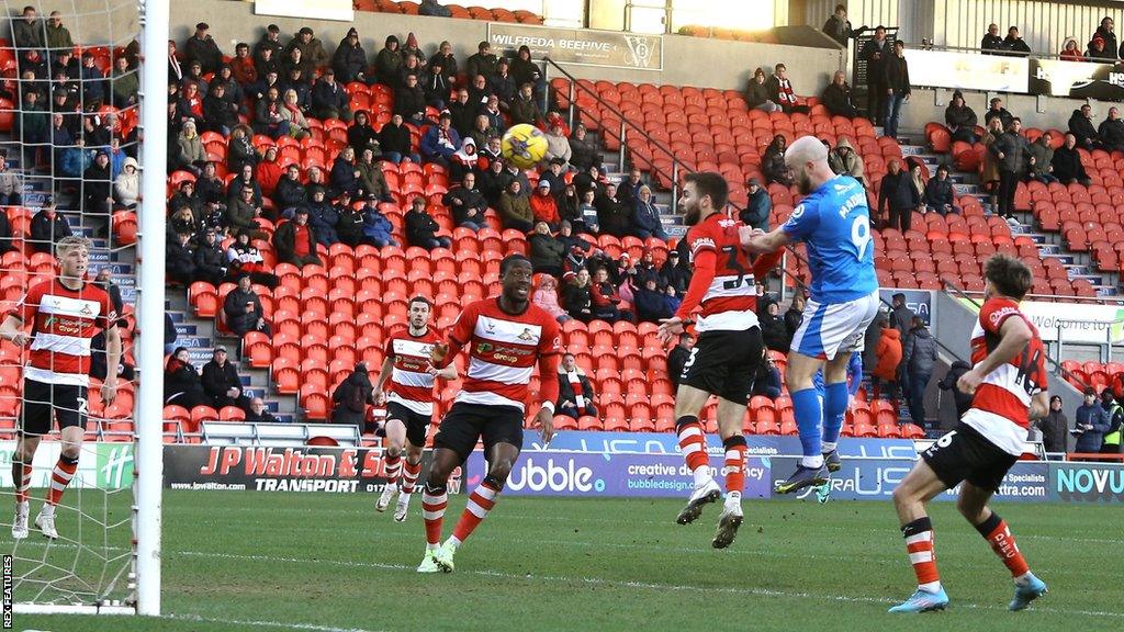 Stockport score a goal against Doncaster