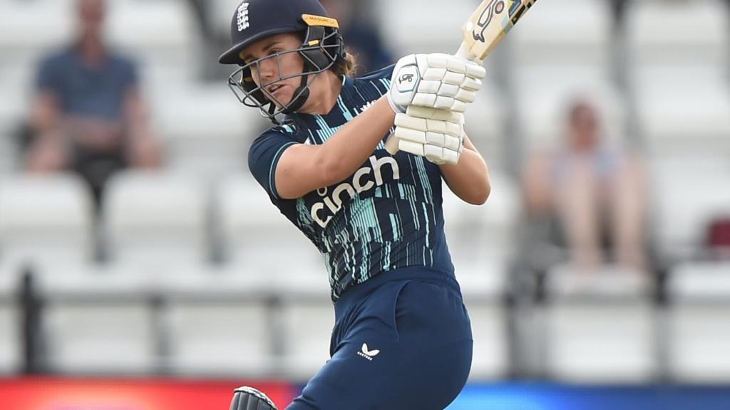 England's Nat Sciver plays a shot