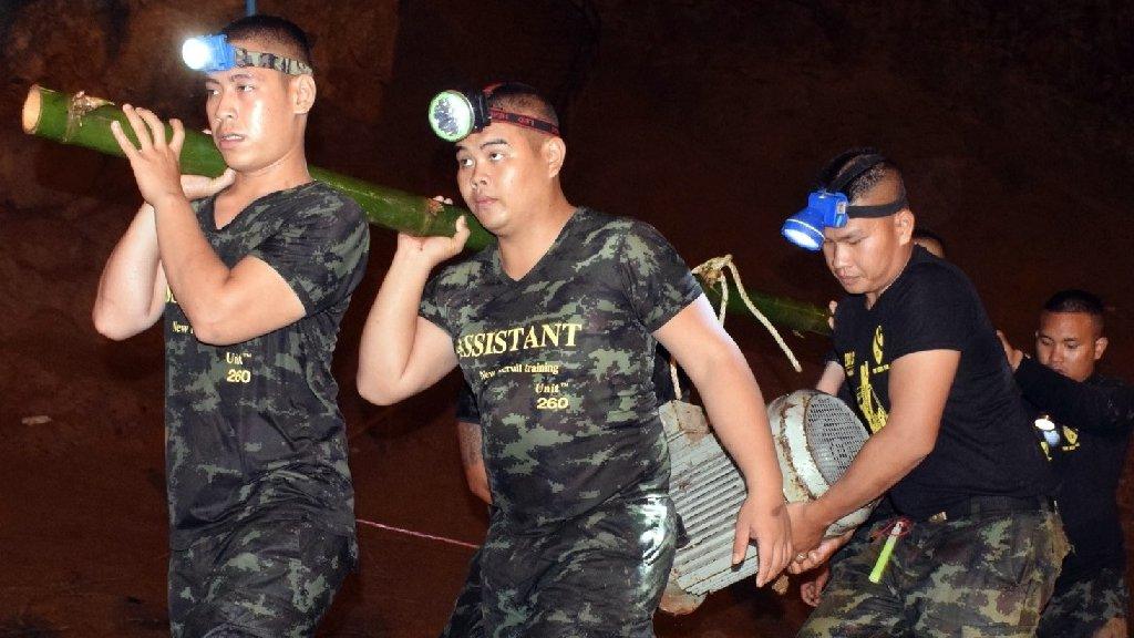 Rescue teams in Thailand cave