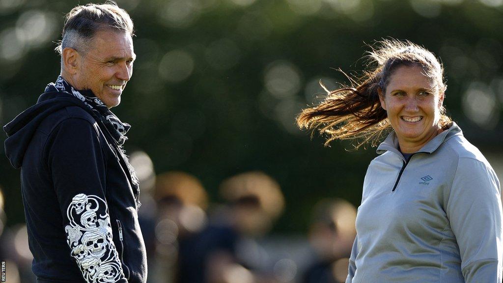 Forest Green owner Dale Vince and caretaker boss Hannah Dingley