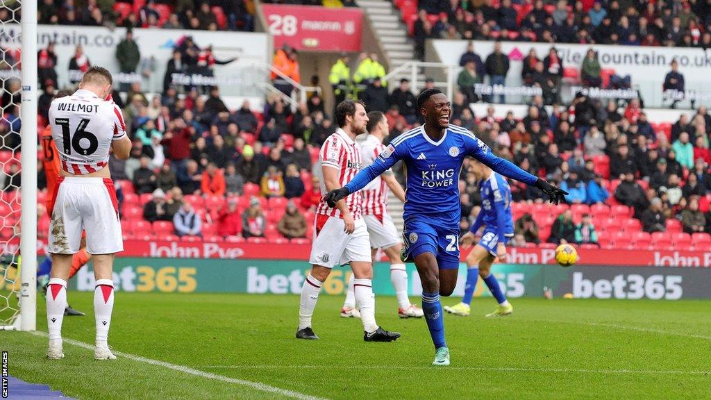 Patson Daka celebrates scoring Leicester City's opener