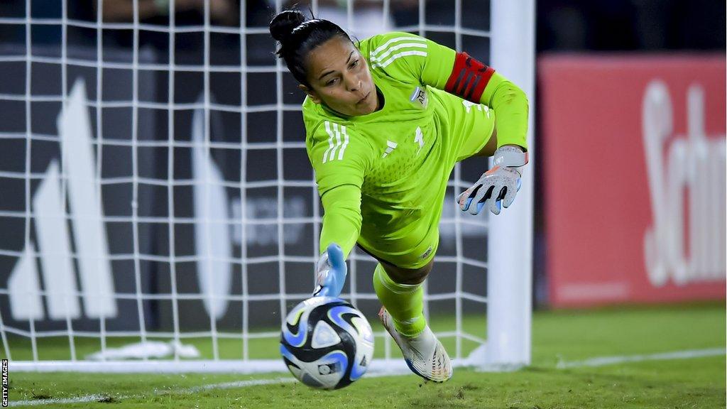 Argentina's Vanina Correa in action during a match against Venezuela in 2023