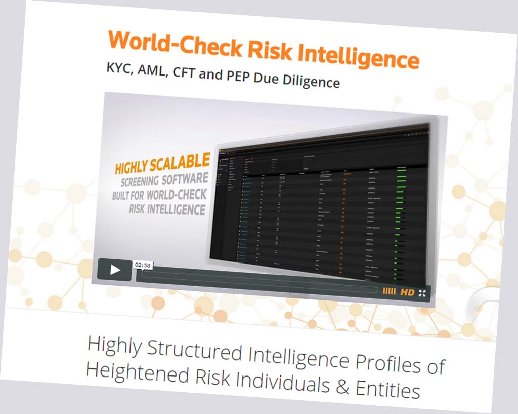 Screen grab of World Check website