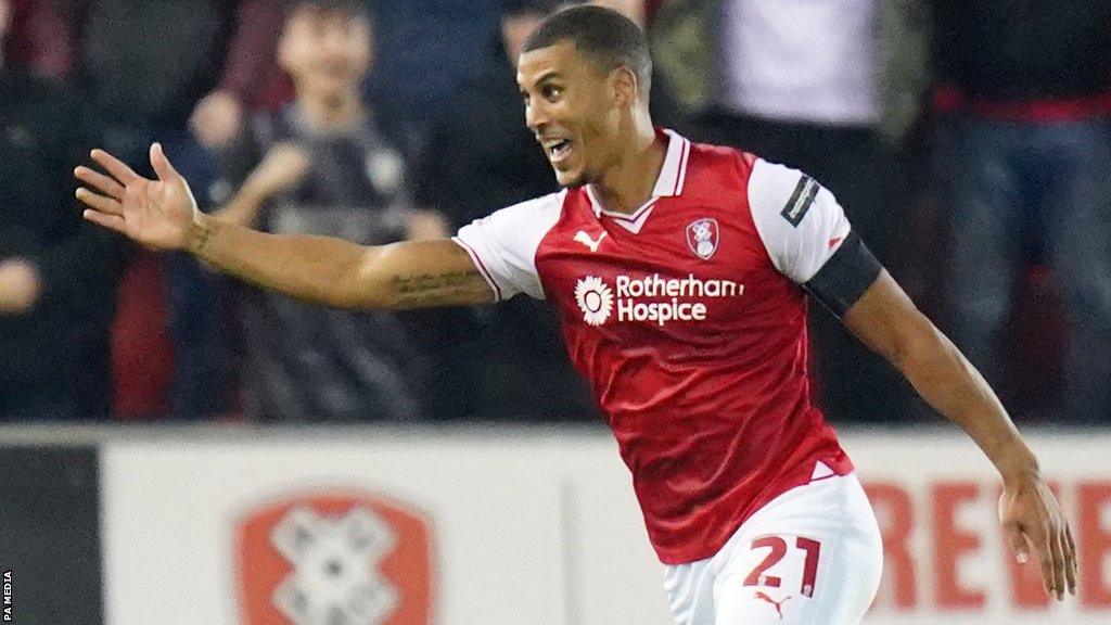 Rotherham defender Lee Peltier celebrates