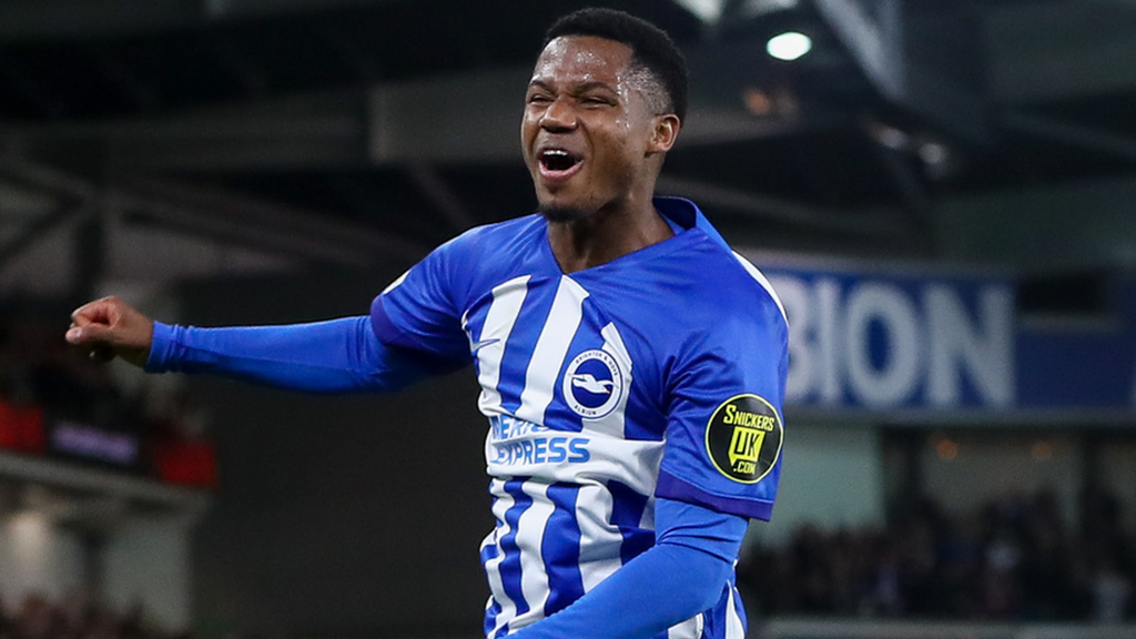 Brighton's Ansu Fati celebrates scoring against Ajax in the Europa League