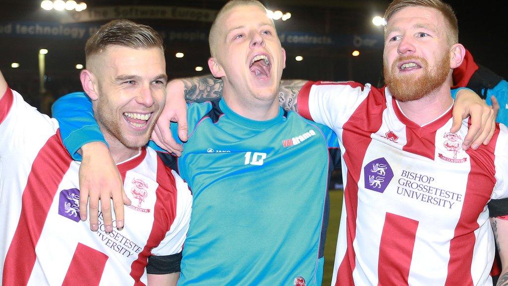 Lincoln City's Jack Muldoon and Alan Power