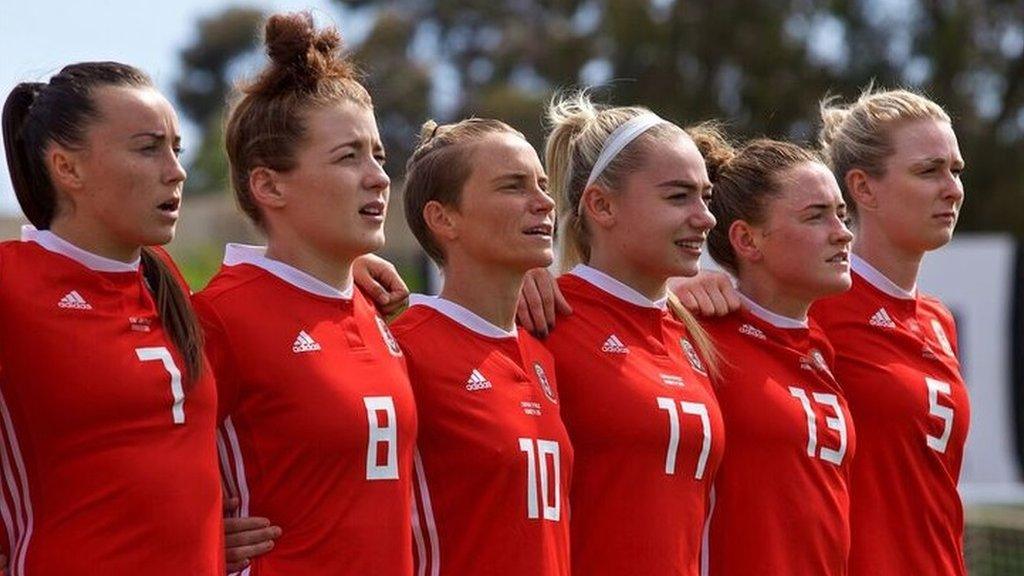 Wales line up at the Cyprus Cup