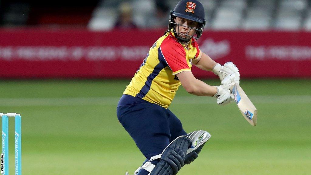 Catherine Dalton of Essex in batting action during Essex CCC Women vs Kent CCC Women, Friendly Match Cricket at The Cloud County Ground on 19th May 2022