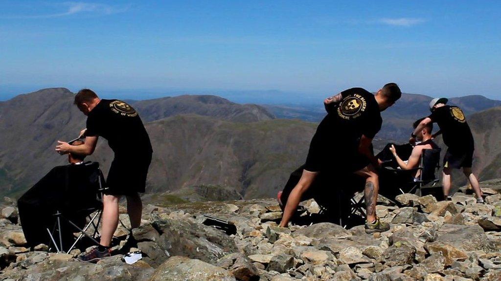 Haircut on Scafell Pike